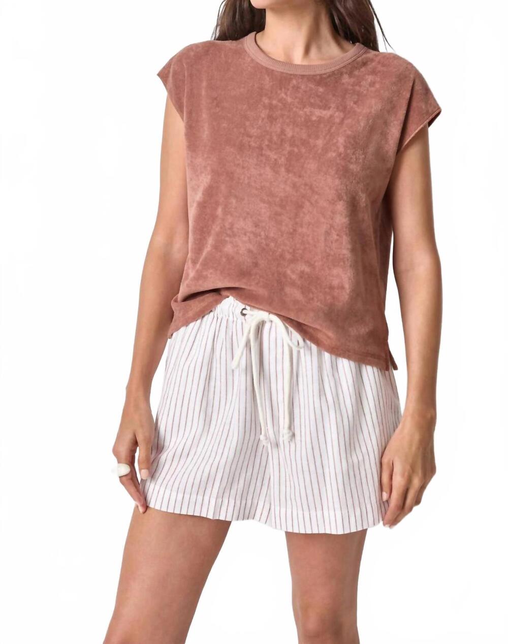 NEW LILLA P terry boxy sleeveless top in brown